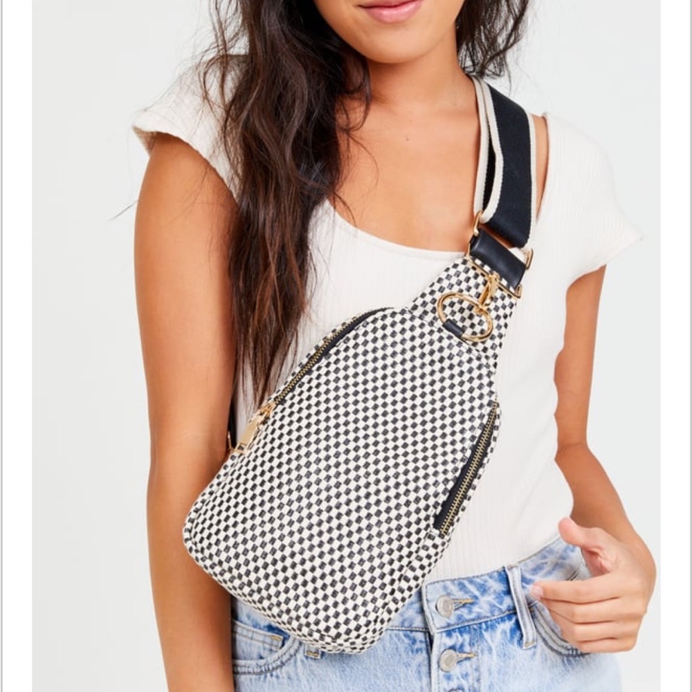 Altar’d State Crossbody Sling Bag Gray with Boho Strap